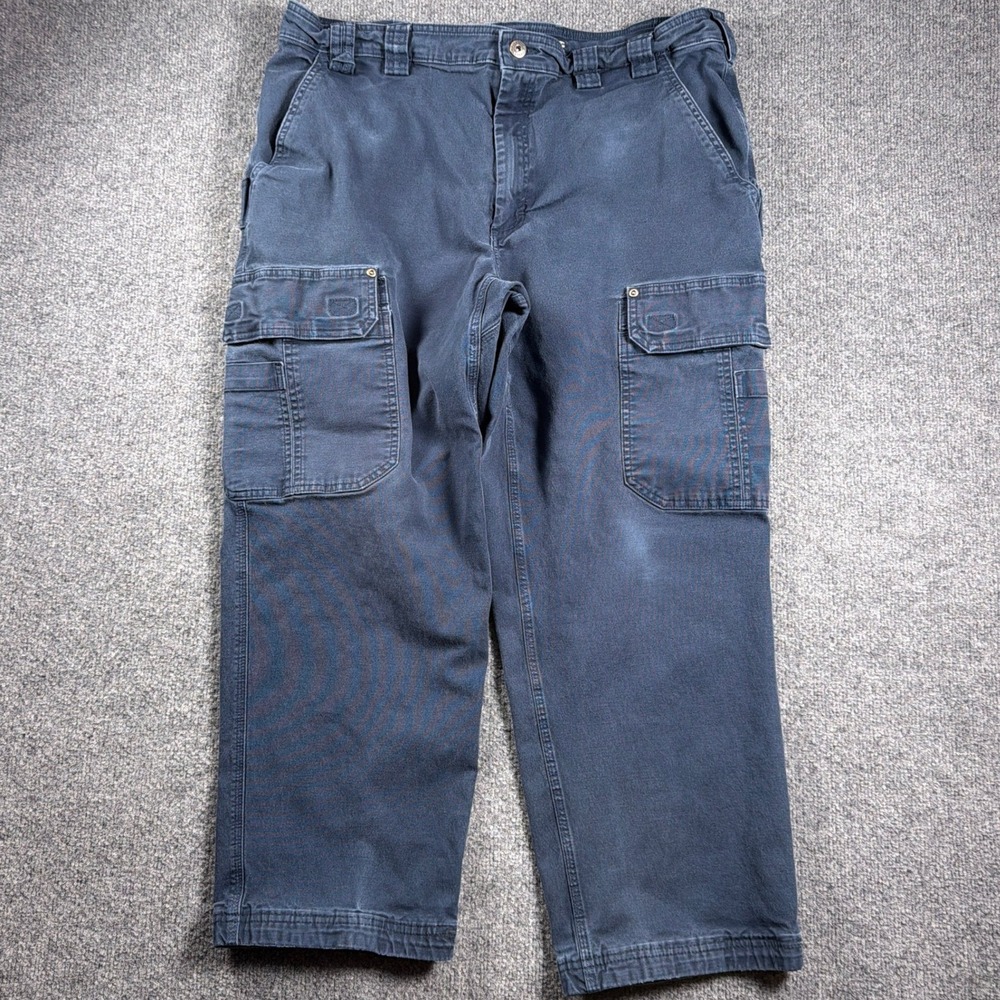Duluth Trading Co Flex Fire Hose Cargo Pants Mens 40x30 Navy Blue Workwear